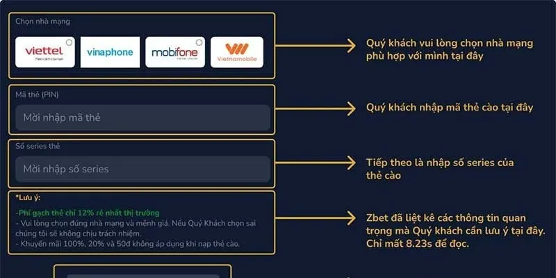 Lưu ý quan trọng cần biết khi nạp tiền Zbet