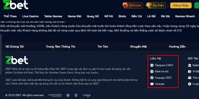 Một số hình thức liên hệ Zbet đơn giản nhất